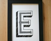 A4 Bespoke Original Typographical Letter Art Piece - Hand Lettering / Original Art / Vintage Retro Type / Chalkboard