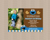Cookie Monster Birthday Party Invitation - Inspired by Cookie Monster - Photo Invitation