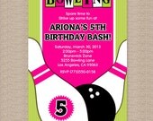 Girl Bowling Birthday Party Invitation