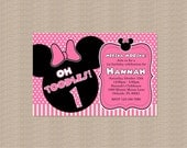 Pink Minnie Mouse Birthday Party Invitation 2 - Inspired by Minnie Mouse - Minnie Mouse Birthday Invitation