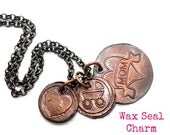Wax Seal Charm Necklace Mom Baby Love Heart