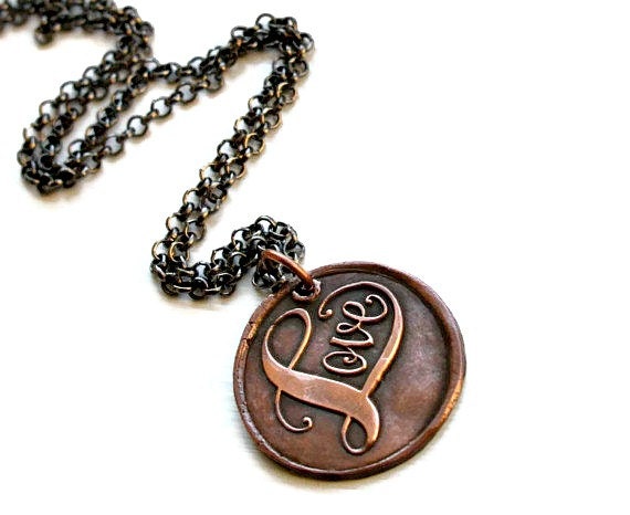 Love Heart Wax Seal Charm Necklace