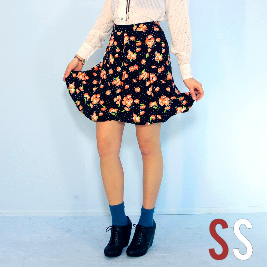 1970s mini skirt // 70's micro floral gored skirt // Wandering Wildflower