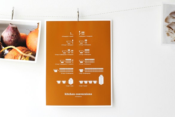 Kitchen Conversions Art Print, Pumpkin 8.5x11 - Kitchen Art - Kitchen Posters - Home Decor