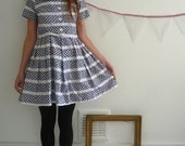 Nautical 1950's Geometric Printed Mini Day Dress Size XS