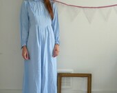 Vintage 40's 50's Cotton Peter Pan Collar Maxi Night Dress Size S/M