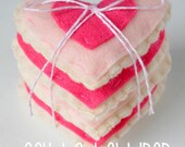 Pink & Fuschia Heart Shaped Felt Sugar Cookies, set of 4