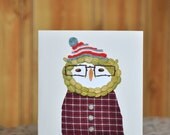 4.25x5.5 inch hipster owl blank card