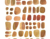 Brown Pebbles Original painting Watercolor painting  Beach Stones gift of Art for man nature natural warm brown