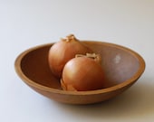Vintage Primitive Wooden Bowl with Dark Warm Patina