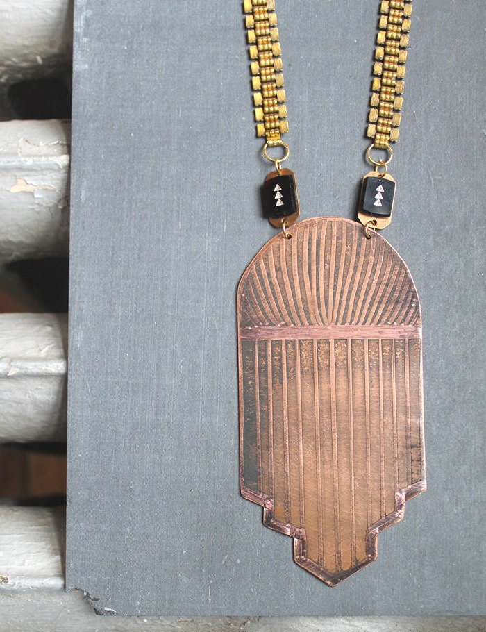 metropolis deco copper necklace