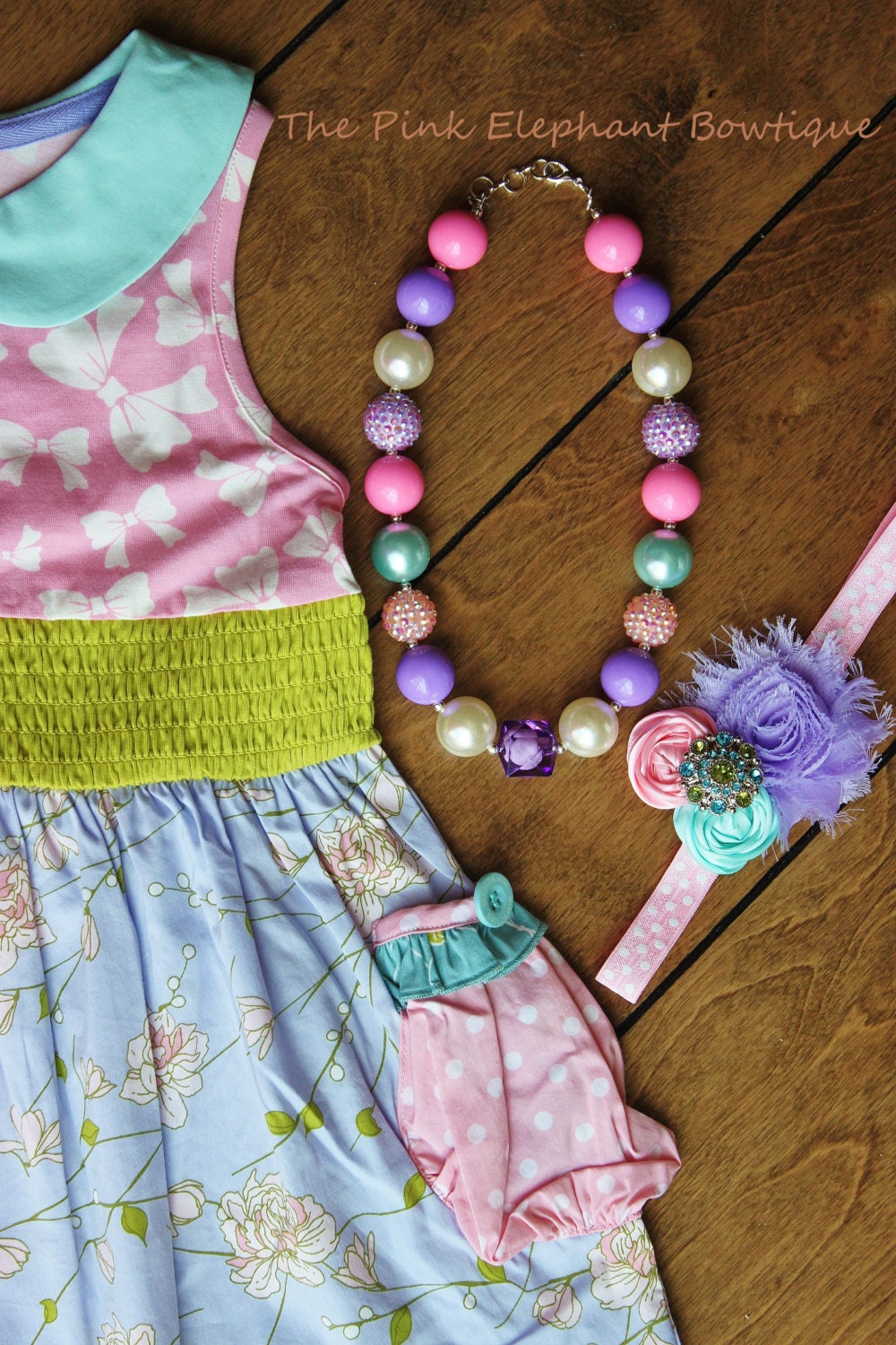 M2M Good Hart-Headband & Necklace SET-Chunky Gumball Necklace-Toddler Necklace-Baby Headband-Photo Prop-M2M Matilda Jane