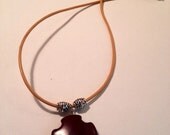 Choker Style Necklace Brown Cross Leather Cord