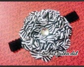 SALE - Zebra Print Dahila Flower Clip with Lace Headband / Newborns Toddlers Girls-Ready to Ship / Birthdays / Photo Prop / Everday Wear