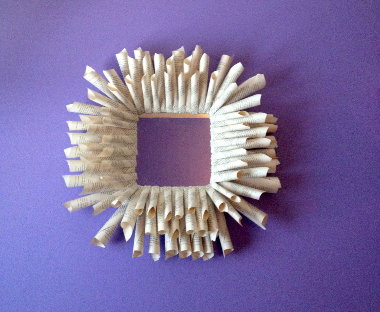 Vintage Mirror with Twisted Book Pages Handmade Home Decor