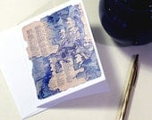 Note card set, abstract watercolor art, blank inside, 6 cards and envelopes, Colonization Set 3