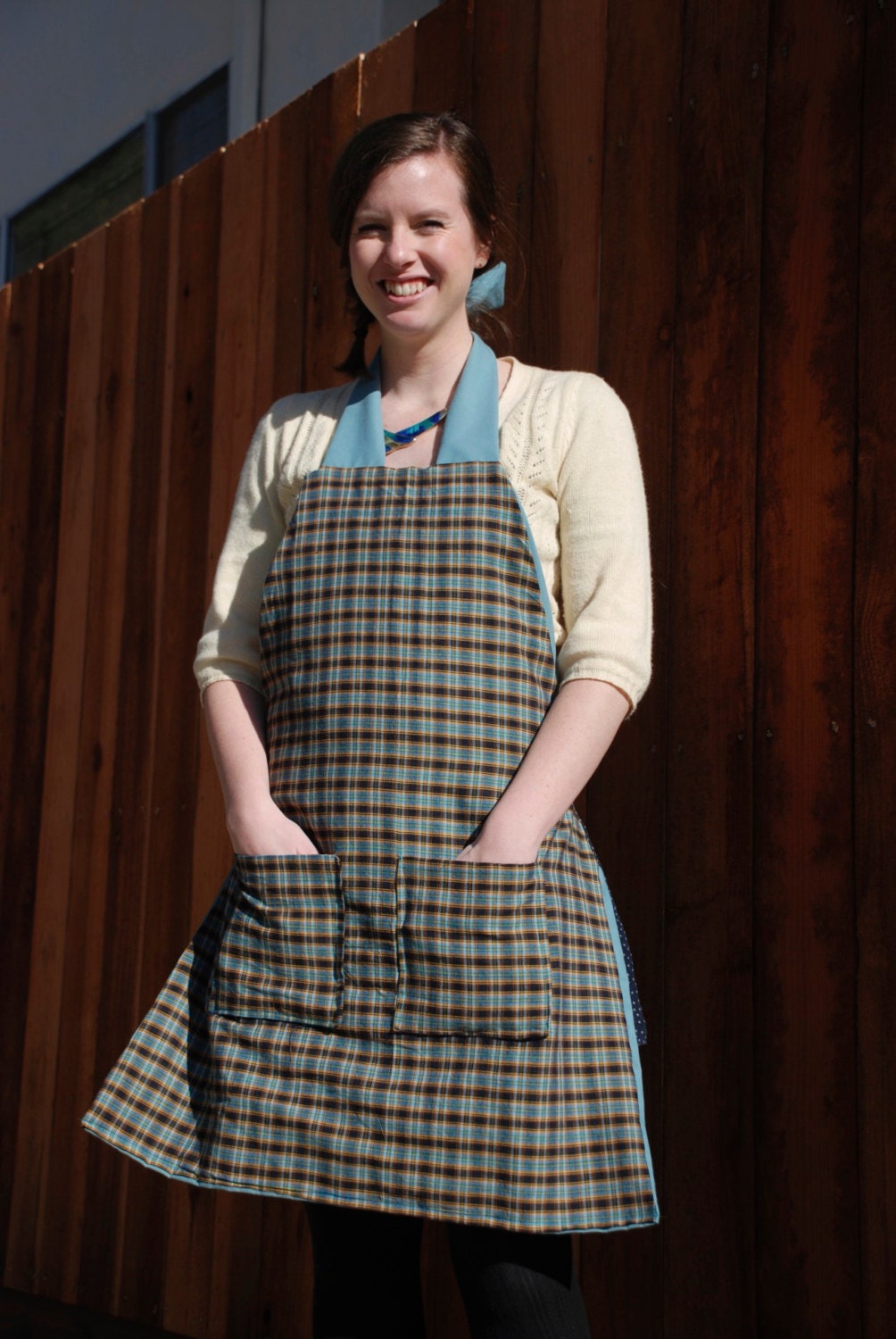 RAD PLAID - Blue Plaid Apron with Front Pockets