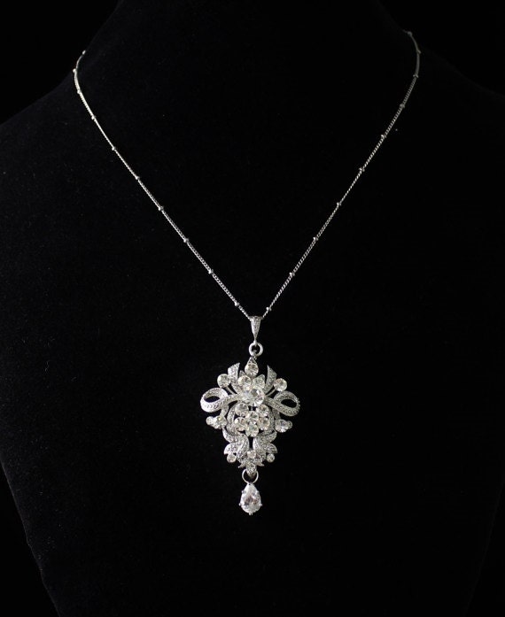 Crystal Vintage Style Bridal Necklace, Victorian Style Wedding Necklace,  Bridal Jewelry, ROSALIND