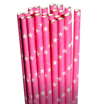 Star Pink/White Party Paper Straws - Cake Pop Sticks - Pixie Sticks - Qty 25 Il_170x135