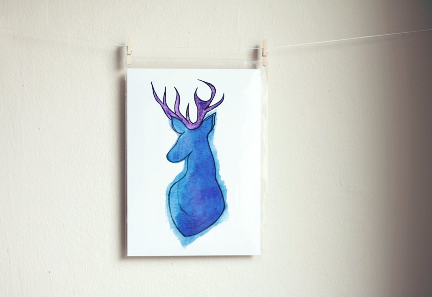 5x7 Luster Print - Phthalo Deer