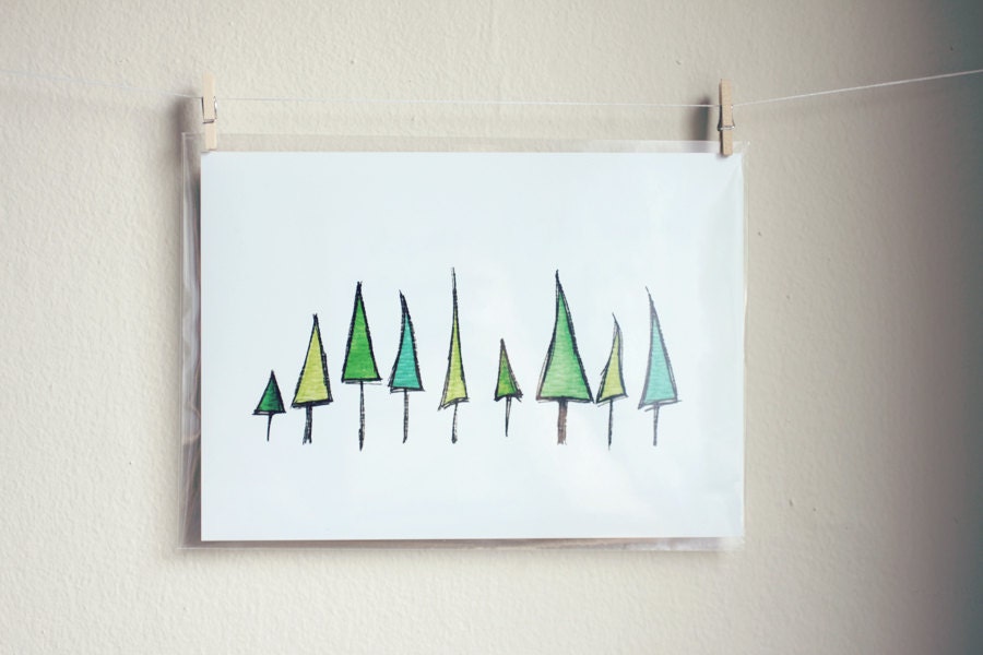 5x7 Watercolor Luster Print - Tiny Forest