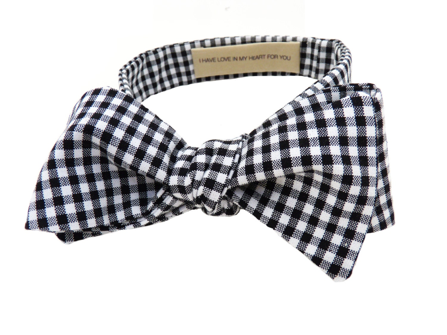Custom Bow Tie/Bowtie Black& White Gingham With Your Own Personalized Date // Initials // Phrase