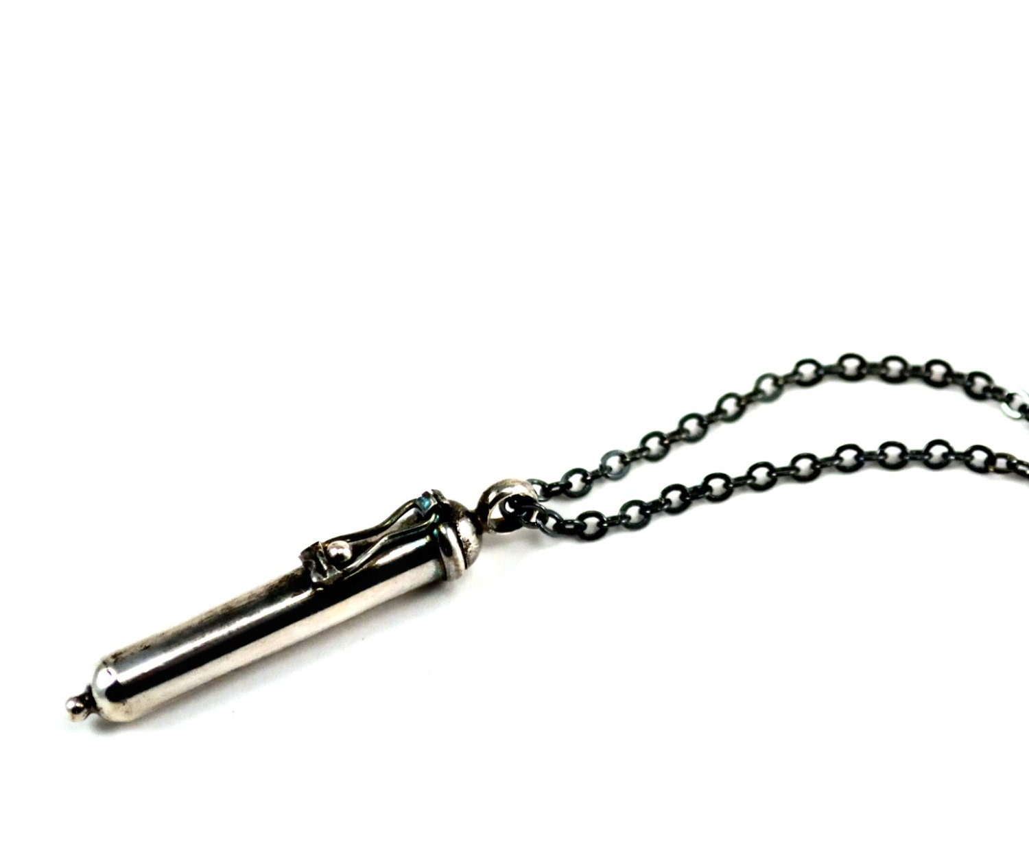Vial Locket, Silver Vial Necklace, Perfume Bottle, Message in a Bottle
