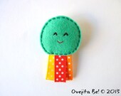 Summer felt pin, jellyfish - Light emerald green