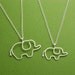 Mother and Baby Elephant Necklace Set, Sterling Silver