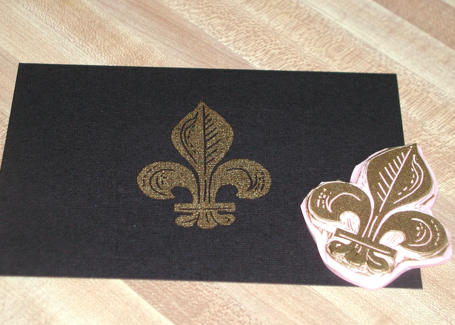 Fleur De Lis Black and Gold 5x7 Note Cards Set of 12