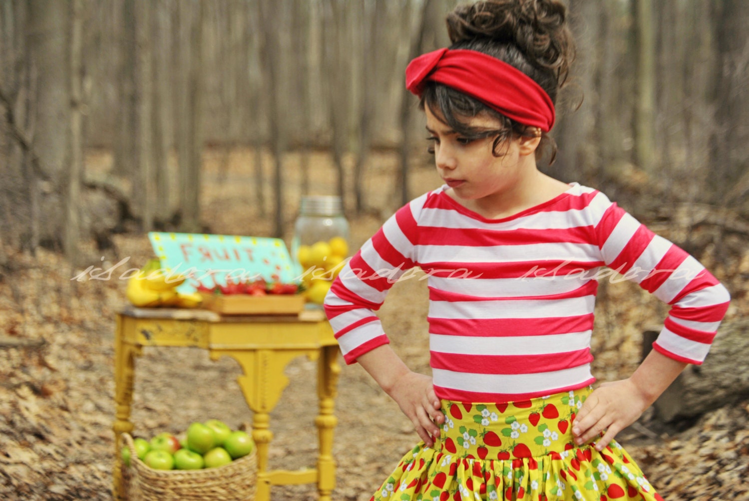 Girl's Red and white stripe 3/4 length sleeve t shirt