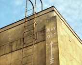 Escape - Original Photograph 8x10 - Urban Rooftop Fire Escape Ladder Way Out Arrow Get Me Out of Here