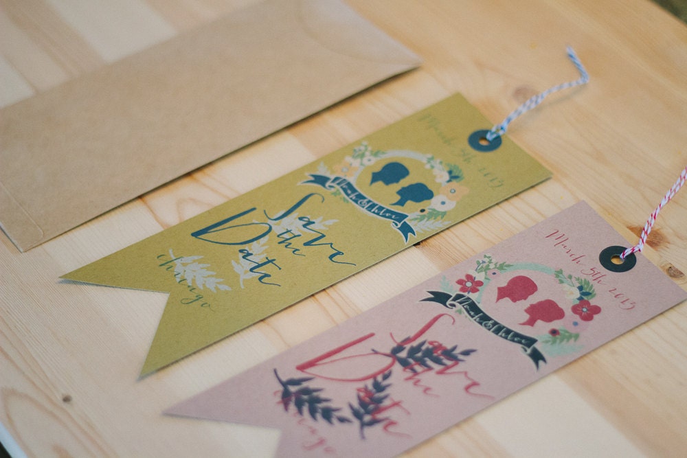 Bookmark save the date- library book invitation set