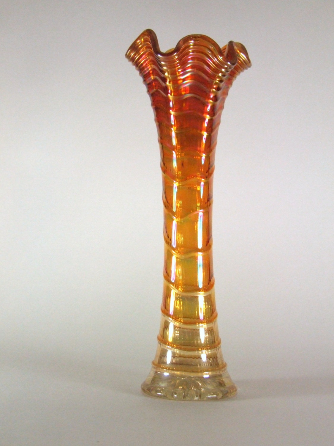 Imperial Marigold Carnival Glass Tall Vase By Wdwsdesigntrends