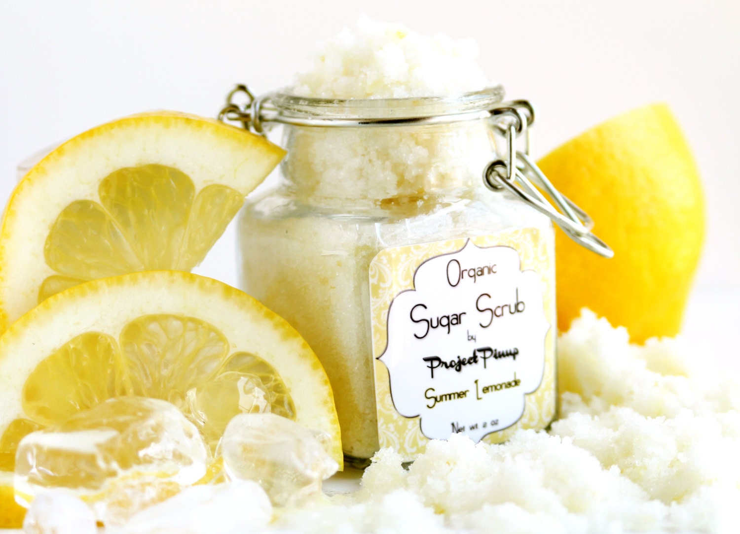 Organic Summer Lemonade Lip & Body Sugar Scrub 2 oz All Natural No Chemicals