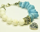 Shabby Chic Chunky Heart Charm Bracelet Free US Shipping