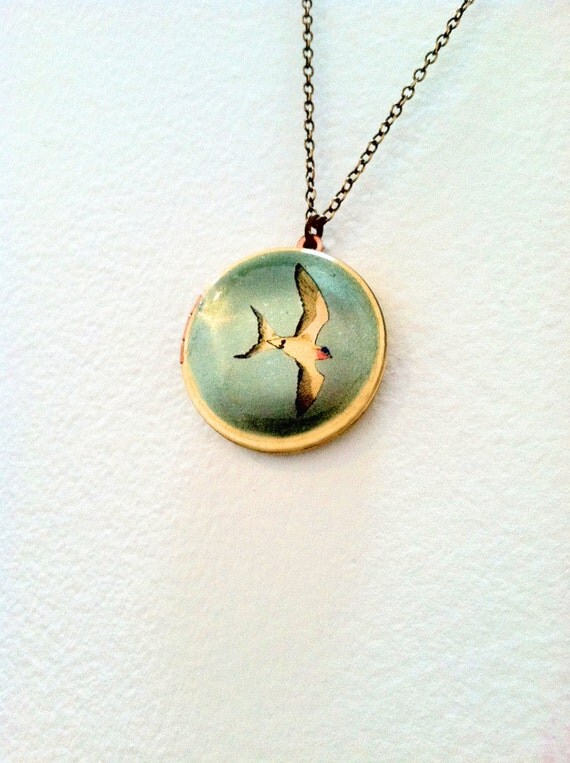 Flying Swallow Locket Necklace