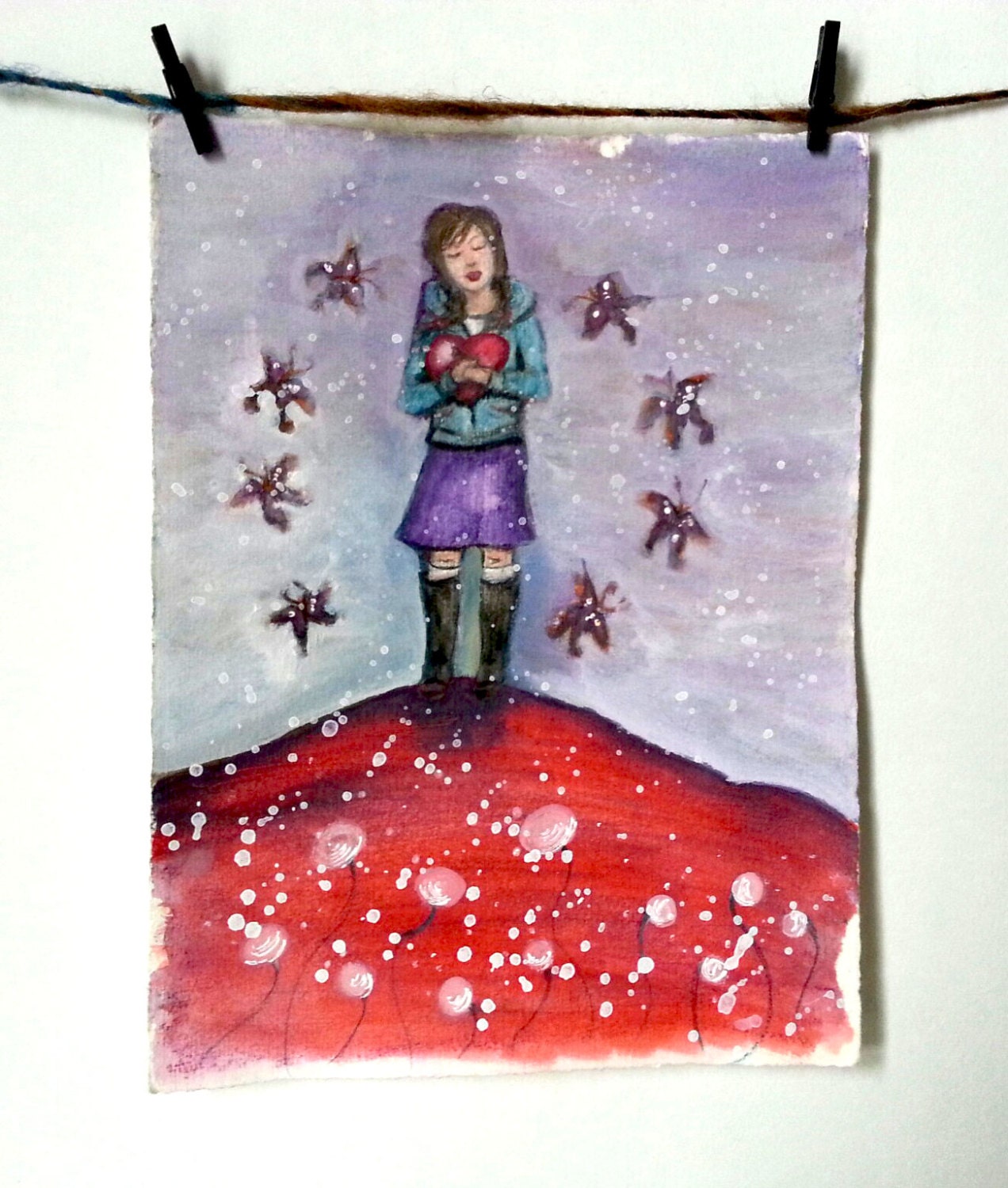 ART ORIGINAL Painting  Wall Art Watercolor on Paper - "The Remembrance of You" - Signed by Artist Selina Farmer