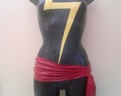 Latex Rubber Ms. Marvel Inspired Bodysuit and Sash