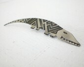Vintage Alligator Brooch Stainless Steel Signed