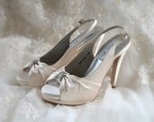 Wedding Shoes-Custom Colors 120 Choices - Wedding Dress Platform Slingback Peep Toe Shoe 4" Heel, PB776 Bridal Shoes