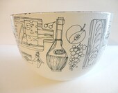 Vintage Italian Style Porcelain  Enamel Metal Serving Bowl