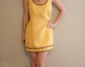 vintage yellow linen dress, extra small-small