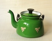 Vintage Green Enamel Teapot