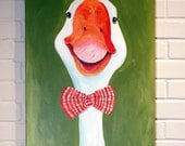 Duck Painting Original Art 18x24 Acrylic on Canvas, Clive the Dapper Duck