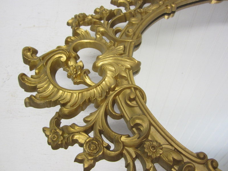 Large Vintage Syroco Style Ornate Gold Resin Mirror 29x19