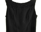 Classic Mid Century Little Black Dress Rhinestone Buttons