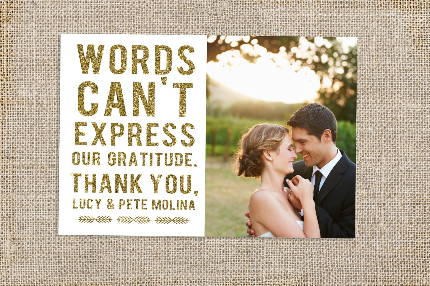 Glitter Wedding Thank You Card Design