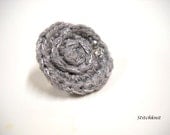 Mens Lapel Pin, Modern Boutonniere, Wedding Lapel Pin, Crocheted Lapel Decor, Boutineers, Groomsmen, Weddings, Gray, Silver