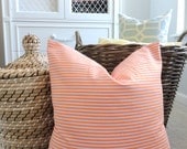 Pink and Orange Stripe Pillow Cover - Designer Decorative Pillow   - Throw Pillow- 18x18 - Stripe - Pink- Orange